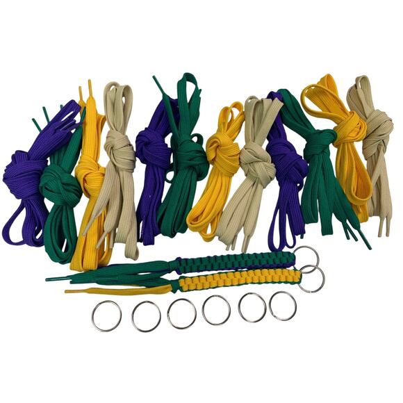 New Make Your Own DIY 6 Boondoggle Shoe Lace Keychains Craft Making Kit Supplies - Picture 1 of 3